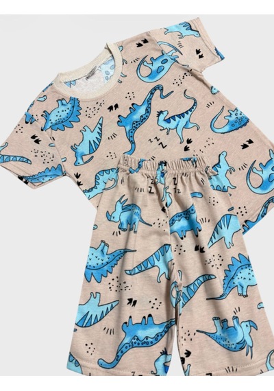 Aliş Kids Erkek Çocuk Pamuklu Bej Rengi Dinozor Desenli Kısa Kollu Şortlu Yazlık Pijama Takımı Bej Mavi Aliş Kids Erkek Çocuk Pamuklu Bej Rengi Dinozor Desenli Kısa Kollu Şortlu Yazlık Pijama Takımı Bej Mavi