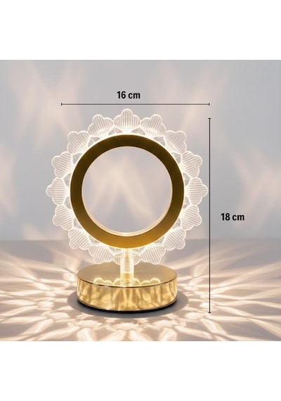 Güneş Şeklinde Kristal Led Masa Lambası Dokunmatik, 3 Renk Işık Modlu, Şarjlı Mini Dekoratif Gece Lambası 5570 Beyaz