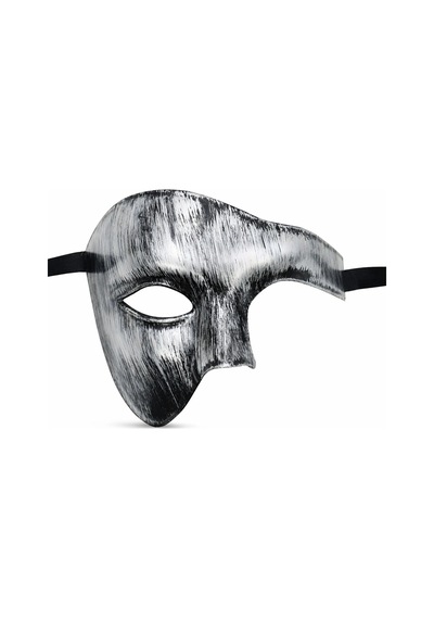 Antik Eskitme Gümüş Erkek Yarım Maske - Phantom &amp B Maskesi Diğer