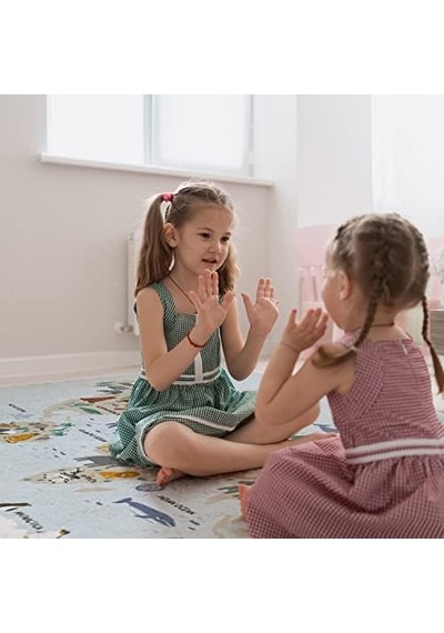 Hayvanlar Atlası Tasarımlı Çocuk Oyun Matı - Bebek Oyun Halısı 50 x 22