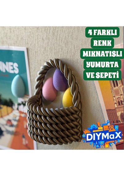 Paskalya Sepeti Buzdolabı Magneti Çıkarılabilir Yumurtalı