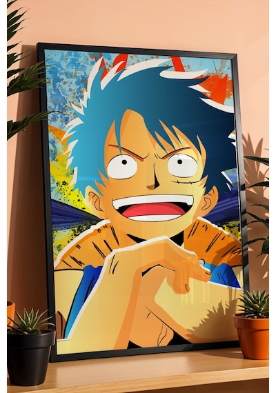 One Piece Luffy Pop-art Çerçeveli Tablo - Premium Genç Odası Renkli Anime Sanat Duvar Dekoru Poster Siyah One Piece Luffy Pop-art Çerçeveli Tablo - Premium Genç Odası Renkli Anime Sanat Duvar Dekoru Poster Siyah