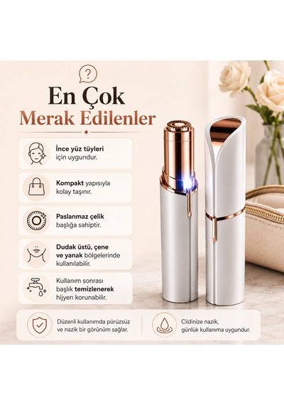 Yüz Tüy Alıcı Epilasyon Aleti Mini Kaş Bıyık Temizleme Cihazı