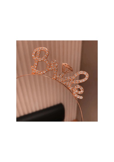 Rose Gold Renkli Taşlı Bride Gelin Tacı El Yazısı Yazı Tipiyle Bx40 Diğer