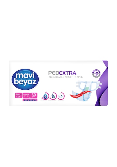 Mavi Beyaz Ped Ekstra Tekstil Yüzeyli Bel Bantlı Hasta Bezi Small M