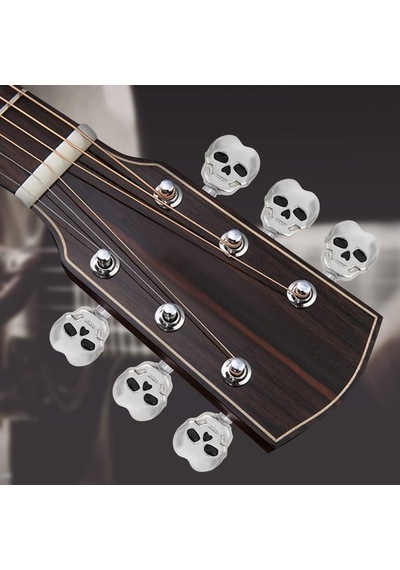 Gümüş Krom Kuru Kafa Gitar Akort Burgu Kulakçığı Başlığı 6'lı Set