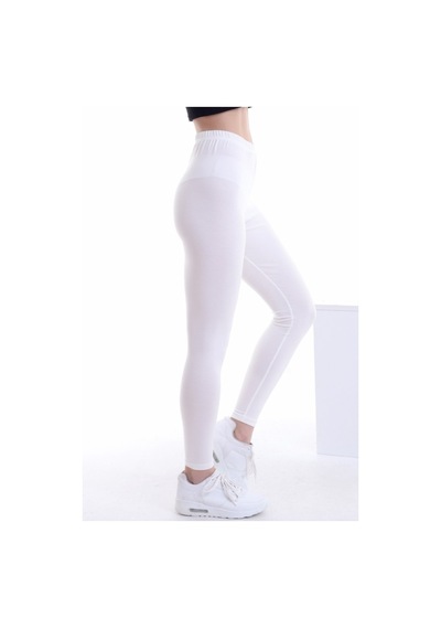 Self Clothing Kadın Beyaz Penye Kumaş Tayt Yüksek Bel Slf1290Beyaz