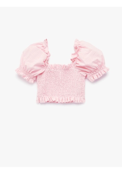 Koton Gipeli Balon Kollu Crop Pembe Kız Bebek Bluz 6smg60041aw Pembe