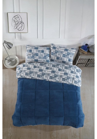 Çift Kişilik Lüx Wellsoft Yorgan Çift Taraflı Yastık Kılıflı 195x215 Cm Yorgan + Yastık Kılıfı Set Mavi Sku: Zeusb0dfywh4rj Açik Mavi