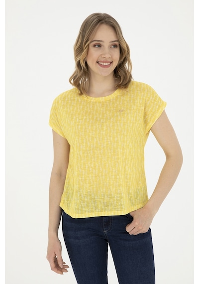 U.S. Polo Assn. Kadın Sarı Bisiklet Yaka Tişört 50281790-VR044