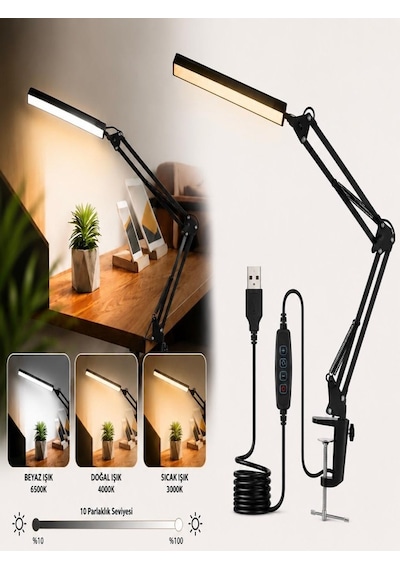 Katlanabilir Led Akrobat Masa Lambası Siyah