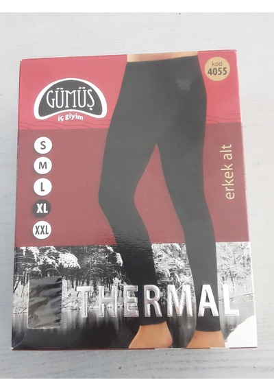 Gümüş Erkek Termal Alt Siyah