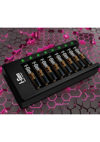 G811 8'li Pil Şarj Aleti + 8 Adet Aaa Pro 1100 Mah Şarj Edilebilir İnce Şarjlı Kalem Pilli Set 1.2v Ni-mh