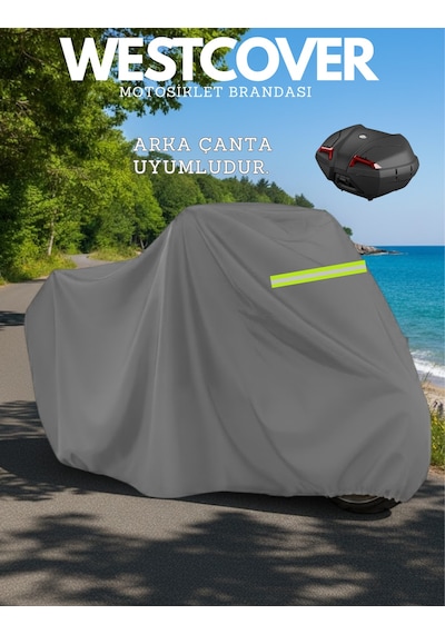 Rks K-light 250 Reflektörlü Gri Arka Çanta Uyumlu Motosiklet Brandası,motor Branda Motor Örtüsü Güvenlik Kilidi Ve Bağlantı Tokalı