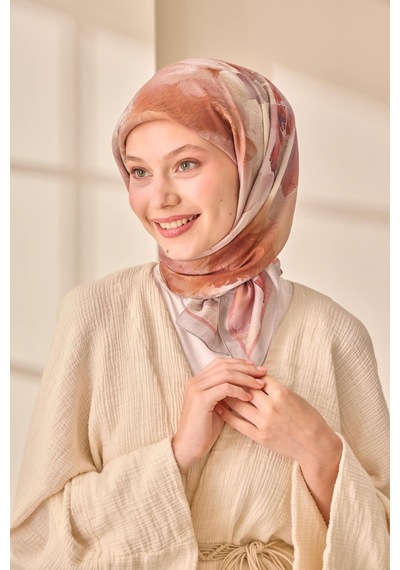 Silk Home Olinda İpek Eşarp 47004-03 Gri, Gül Kurusu, Bej, Taba, Bordo