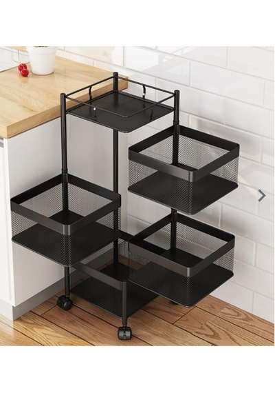 Trendesk Siyah Metal Banyo Organizer - Banyo Düzenleyici -Kozmetik Takı Düzenleyici Siyah