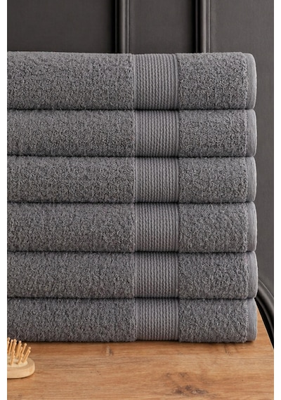 Güvenal Blanc 6'lı 50x90cm El Yüz & Saç Havlusu Seti Havlu El Havlusu Banyo Havlusu I Çeyiz Havlusu - Antrasit