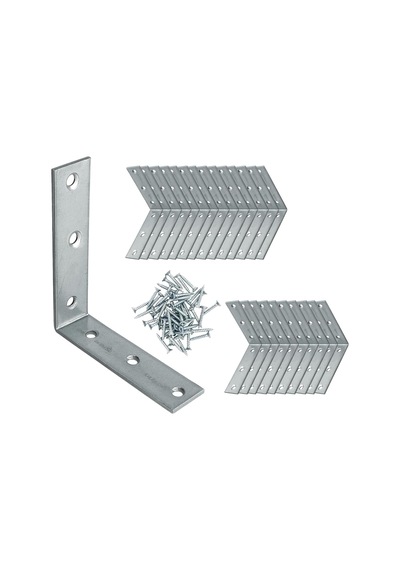 Mobilya Dolap Duvar Sabitleme 25 Adet Metal Köşebent 60x60x15 Mm Bağlantı Aparatı L Demiri Gönye 2 Adet Beyaz Kapı Stoperi Model