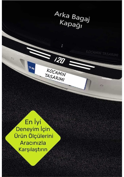 Hyundai İ20 Uyumlu Karbon Kapı Bagaj Eşik Koruyucu Seti Çizilme Önleyici Folyo Ve Sticker İ20 Yazılı