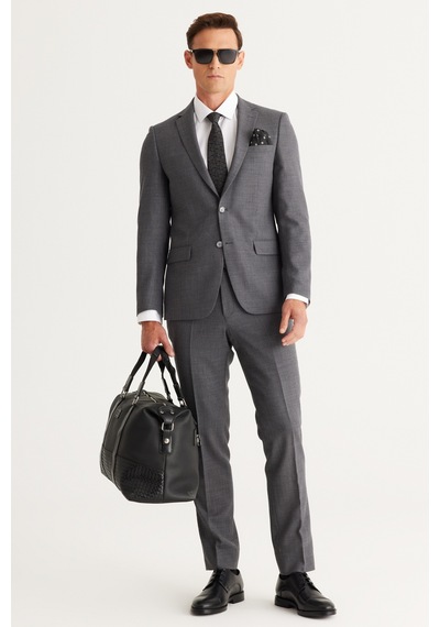 AC&Co / Altınyıldız Classics Erkek Gri Slim Fit Dar Kesim Mono Yaka Cordura Kumaş Yünlü Takım Elbise Gri AC&Co / Altınyıldız Classics Erkek Gri Slim Fit Dar Kesim Mono Yaka Cordura Kumaş Yünlü Takım Elbise Gri