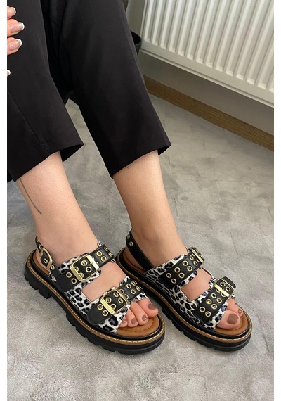 Preshley Kadın Mendez Beyaz Leopar Çift Bantlı Kabsül Ve Vardola Deyatlı Kalın Taban Ortopedik Sandalet K-120 Preshley Kadın Mendez Beyaz Leopar Çift Bantlı Kabsül Ve Vardola Deyatlı Kalın Taban Ortopedik Sandalet K-120