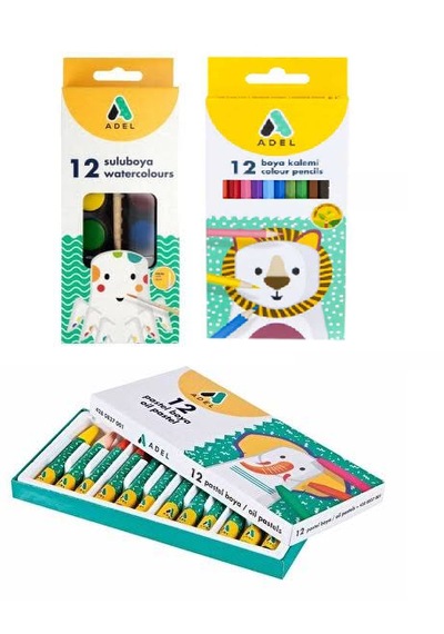 12 Li Kuru Boya, Pastel Boya , Sulu Boya 12'li Karışık
