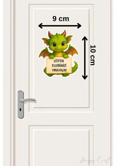 Sevimli Dino Sticker Lütfen Ellerimizi Yıkayalım Etiketi Standart