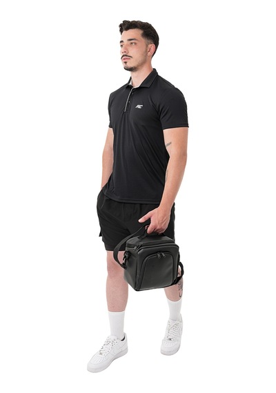 Musclecloth Tech Polo Yaka T-shirt Siyah Siyah