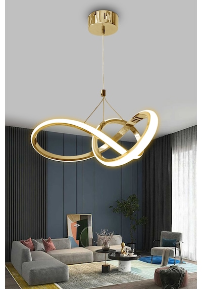 Kardelen Modern Sarkıt Led Avize - Kumandalı / Gold Eskitme GOLD ESKİTME