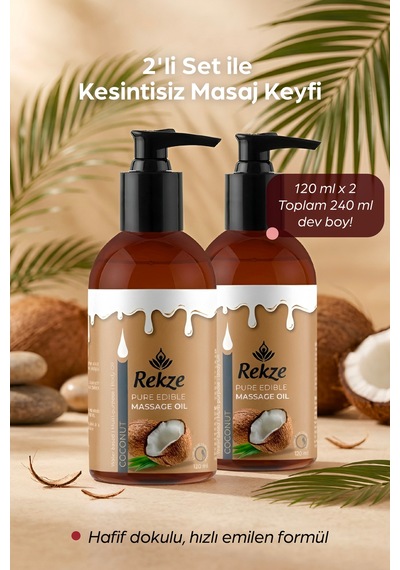 2 Adet Hindistan Cevizi Aromalı Erotik Vücut Masaj Yağı 120 Ml - 304969108