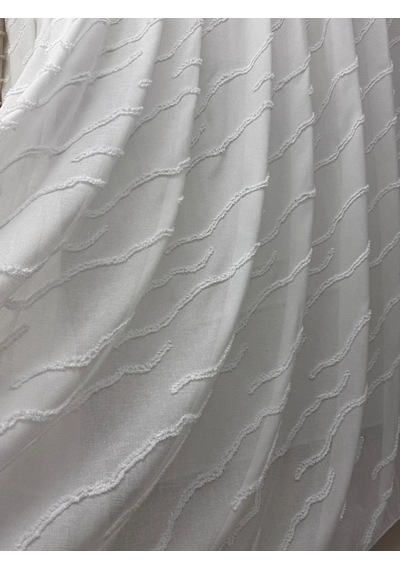 Nivemeshome Ahu 1-0037 Tam Desenli 1/3 Pileli Tül Perde Apm Ekru