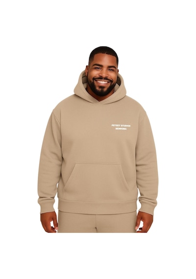 Benroma Peteet Studıos Baskılı Büyük Beden Unisex Sweatshırt Bej
