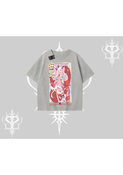 Tarzsokak Oversize Tshirt Madness Unleashed Anime Girl Baskılı Gri