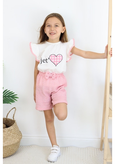 Miababy Jet Love Baskılı İkili Takım Pembe