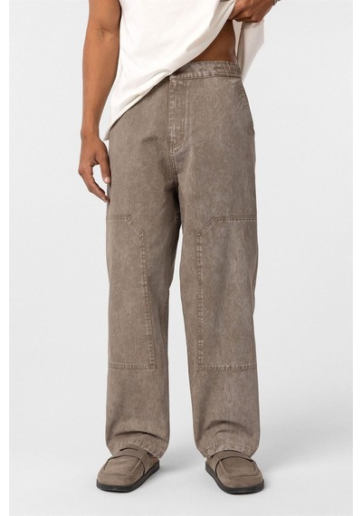 Vamos Yıkamalı Baggy Gabardin Pantolon Vizon
