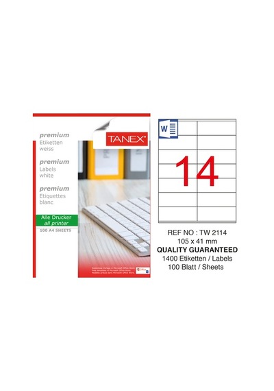 Tanex Tw-2114 - 105 X 41 MM Laser Etiket 100 Adet