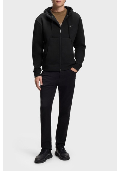 Boss Pamuklu Kapüşonlu Yaka Fermuarlı Relaxed Fit Sweat Erkek Sweat 50569946 001 Siyah