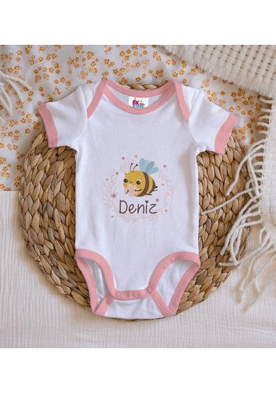 Bk Gift Bk Kids Kişiye Özel Pembe Bebek Body Zıbın - Model 162 12-18 Ay