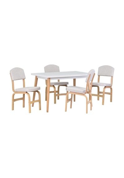 Vilinze Ege Sandalye Avanos Ahşap Mdf Mutfak Masası Takımı - 70x120 Cm Beyaz