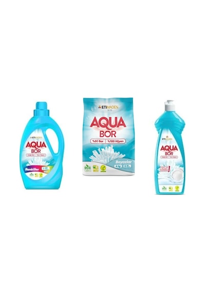 Aquabor Doğal Mineralli Sıvı Renkliler + 4 Kg Beyaz + Elde Bulaşık 3 Lü Set