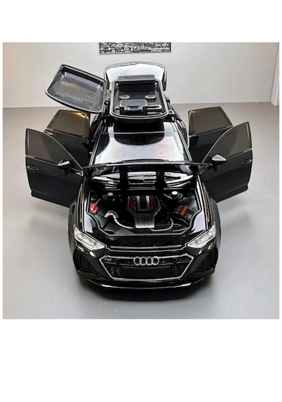 Che-zhı 1:24 Audi Rs6 Metal Siyah Renk Sesli Işıklı Model Araba