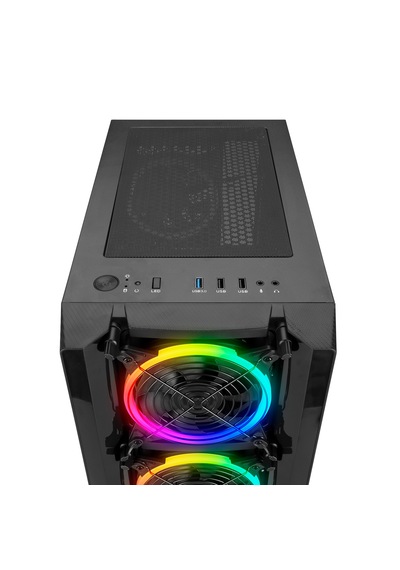 Rampage Hacker Temper Camlı 600w 80+ 4 Rgb Fan Control Gaming Oyuncu Kasası