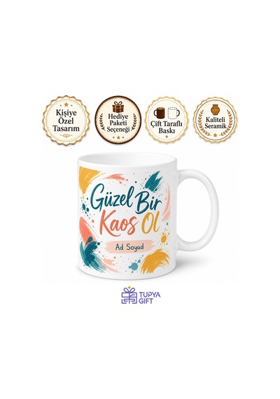 Beautiful Mess Temalı Güzel Kaos Kupa Bardak Özel Tasarım Hediye Beyaz / Çok Renkli