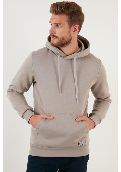 Buratti Regular Fit Kapüşonlu Kanguru Cepli Içi Tüylü Yumuşak Şardonlu Erkek Sweat 5905281 Kül