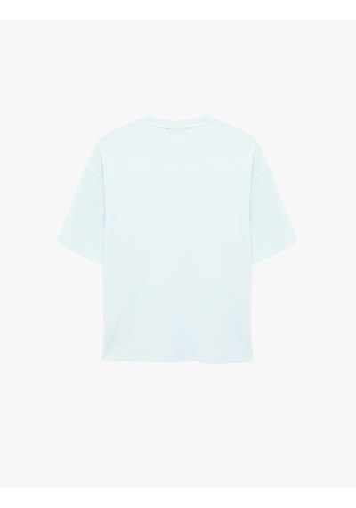 Koton Kısa Kollu Bisiklet Yaka Pamuklu Basic Oversize Tişört Mavi 6sam10279mk Mavi