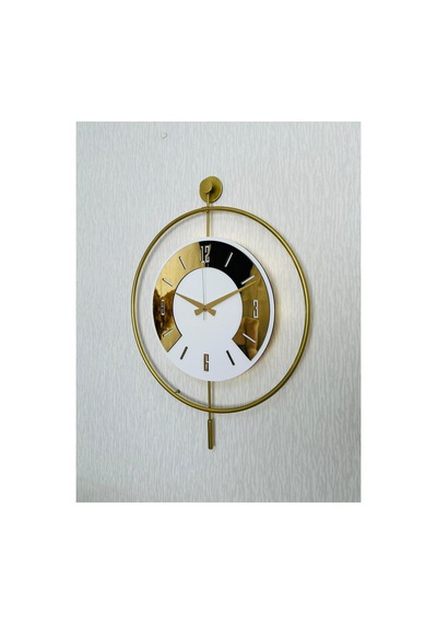 Pey Aksesuar 50x70 Cm Metal Pleksi Ahşap Ve Işığın Muhteşem Uyumu Duvar Saati Dekoratif M54-gold-beyaz-goldpleksi