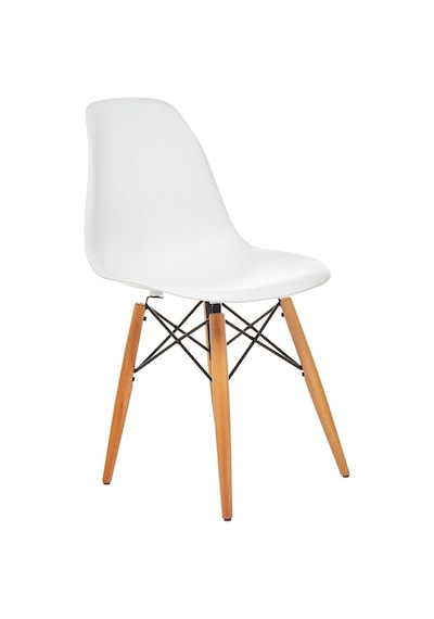 Seduna Beyaz Eames Sandalye | Natural Ahşap Ayaklı | 2 Adet-Beyaz