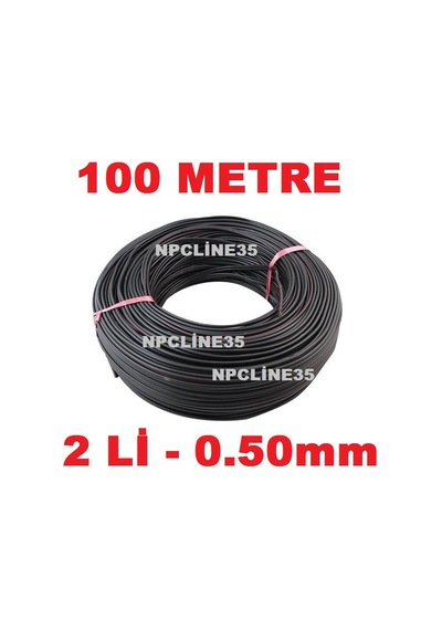 Siyah Renk Ikili 100 Metre 2 X 0 50Mm Hoparlör Elektrik Kablosu