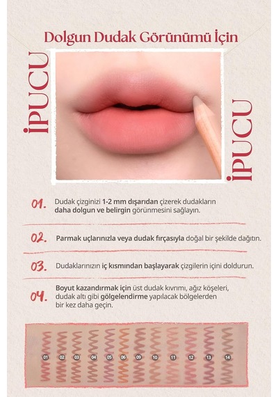 Kremsi Formüle Sahip Dudak Kalemi Ve Kalemtıraş Seti Velvet Lip Pencil Set 12 Blush Pink