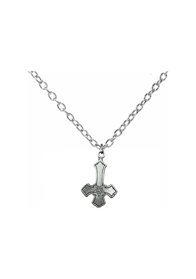 Ters Haç Ve Davut Yıldızı Figürlü Antik Kolye 60 Cm Zincirli, Gotik & Unisex Takı Çok renkli